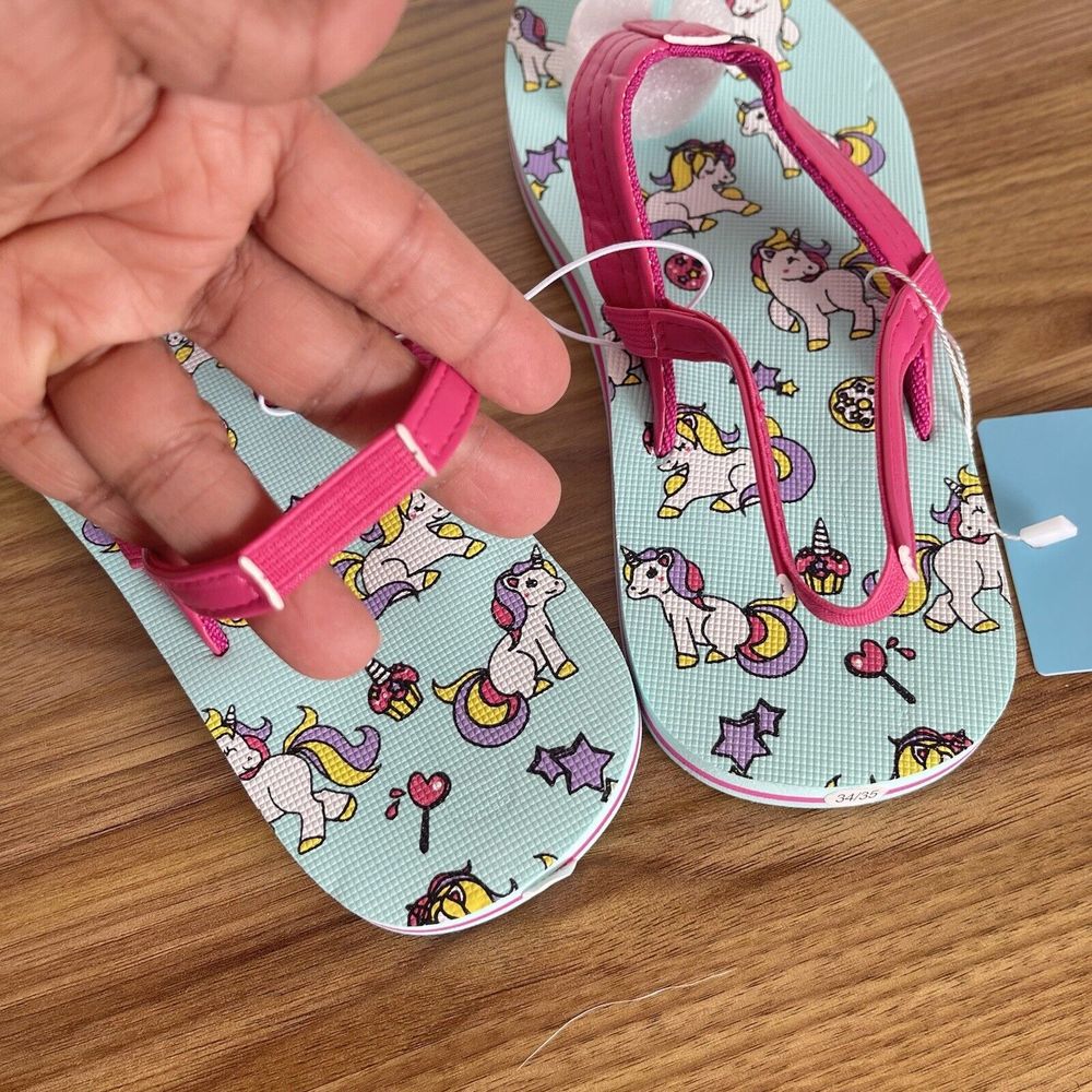 New WateLves Girls Flip Flops Pink Size 2-3 Toddler Unicorn New - Picture 6 of 13